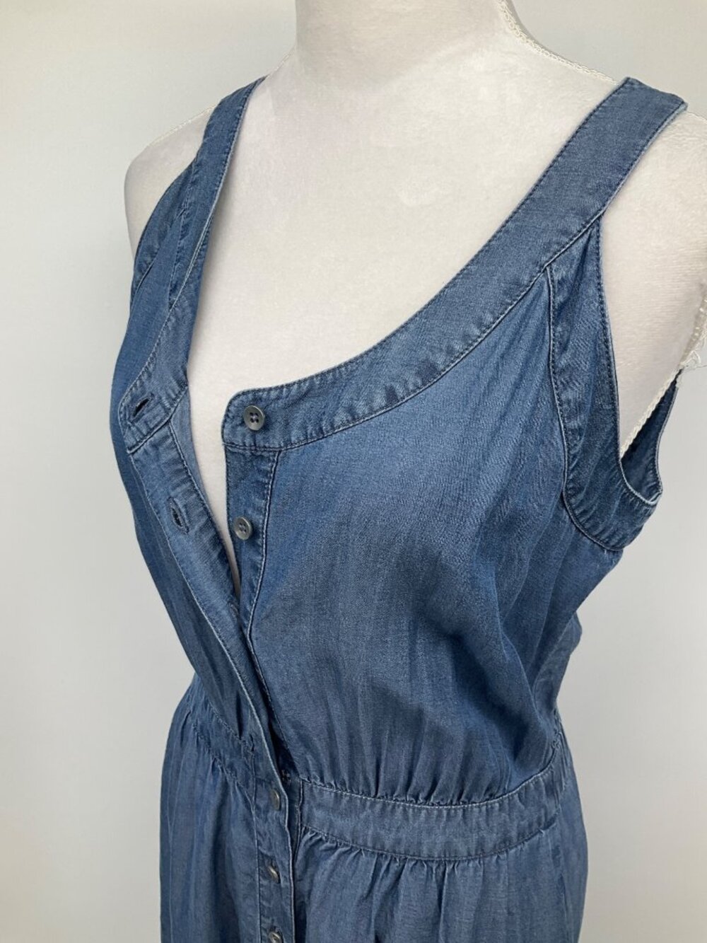 J. Jill Chambray XS Sleeveless tank Blue Dress with Pockets Button-Up - Picture 5 of 11